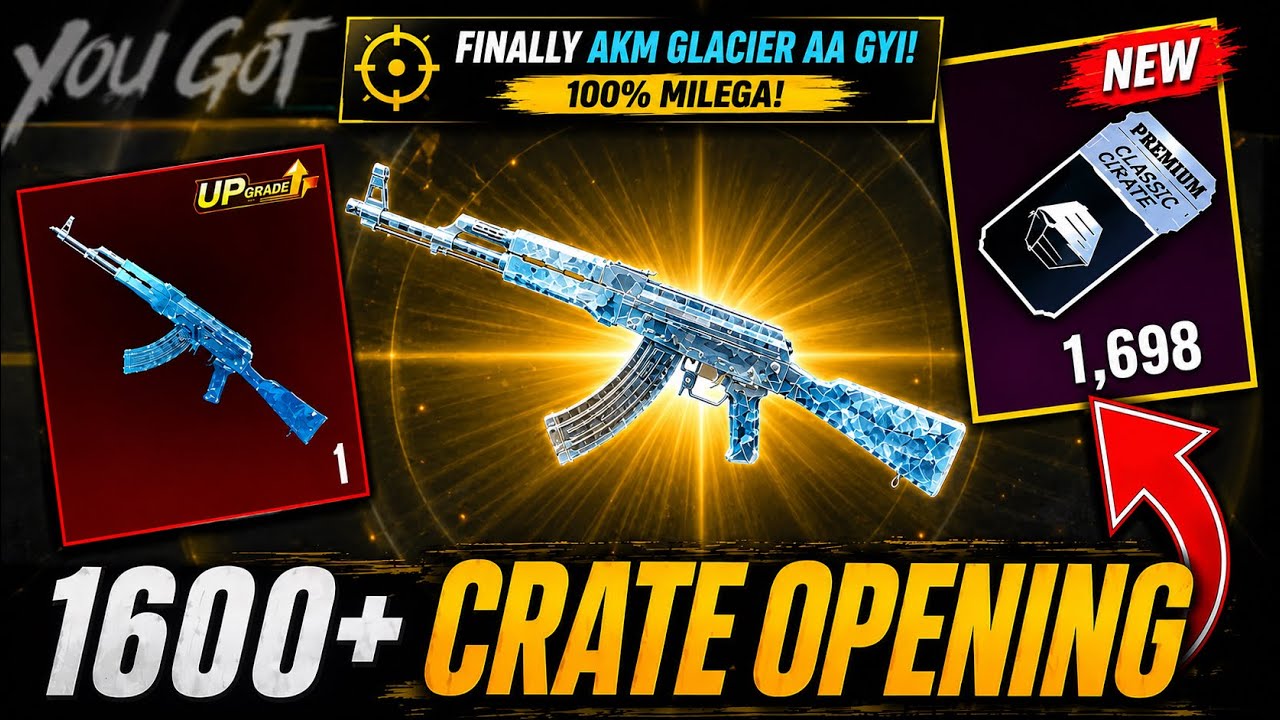 FINALLY😍 AKM GLACIER RETURNS IN CLASSIC CRATE IN BGMI? FREE 400+ CLASSIC CRATE OPENING