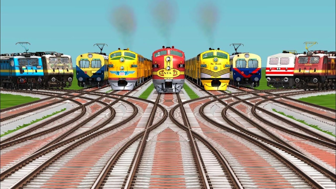 9️⃣ Super Fast Express Crossing By Bumpy Curvd Railroad Tracks || Indian train simulator classic 
