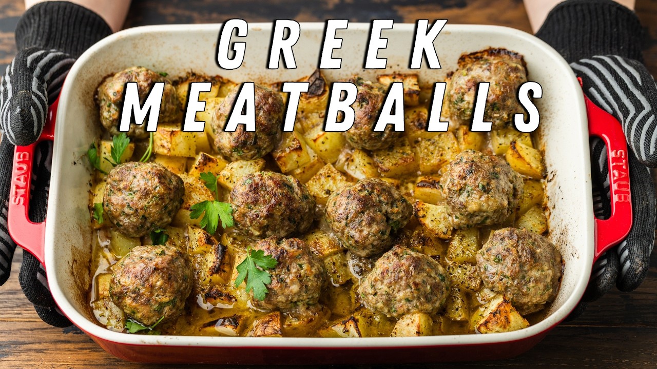Greek Meatballs and Potatoes - Our New Favorite One-Pan Dinner