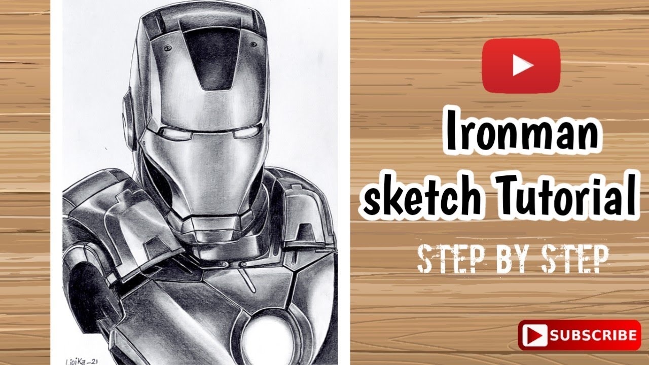 How to draw Ironman -step by step /Ironman Sketch Tutorial