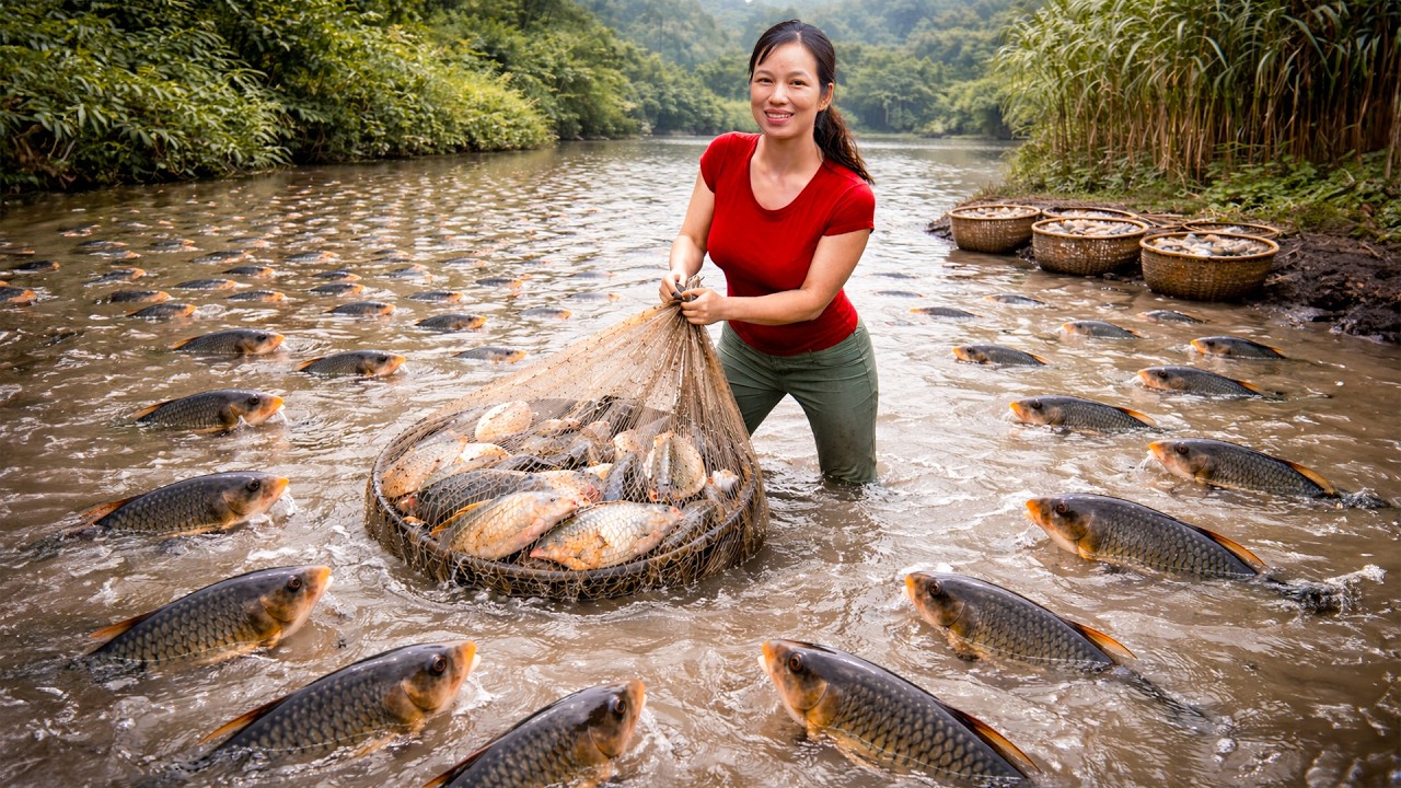 Harvesting A Lot Of Fish from the River & Selling At The Market | Harvesting Farm Life