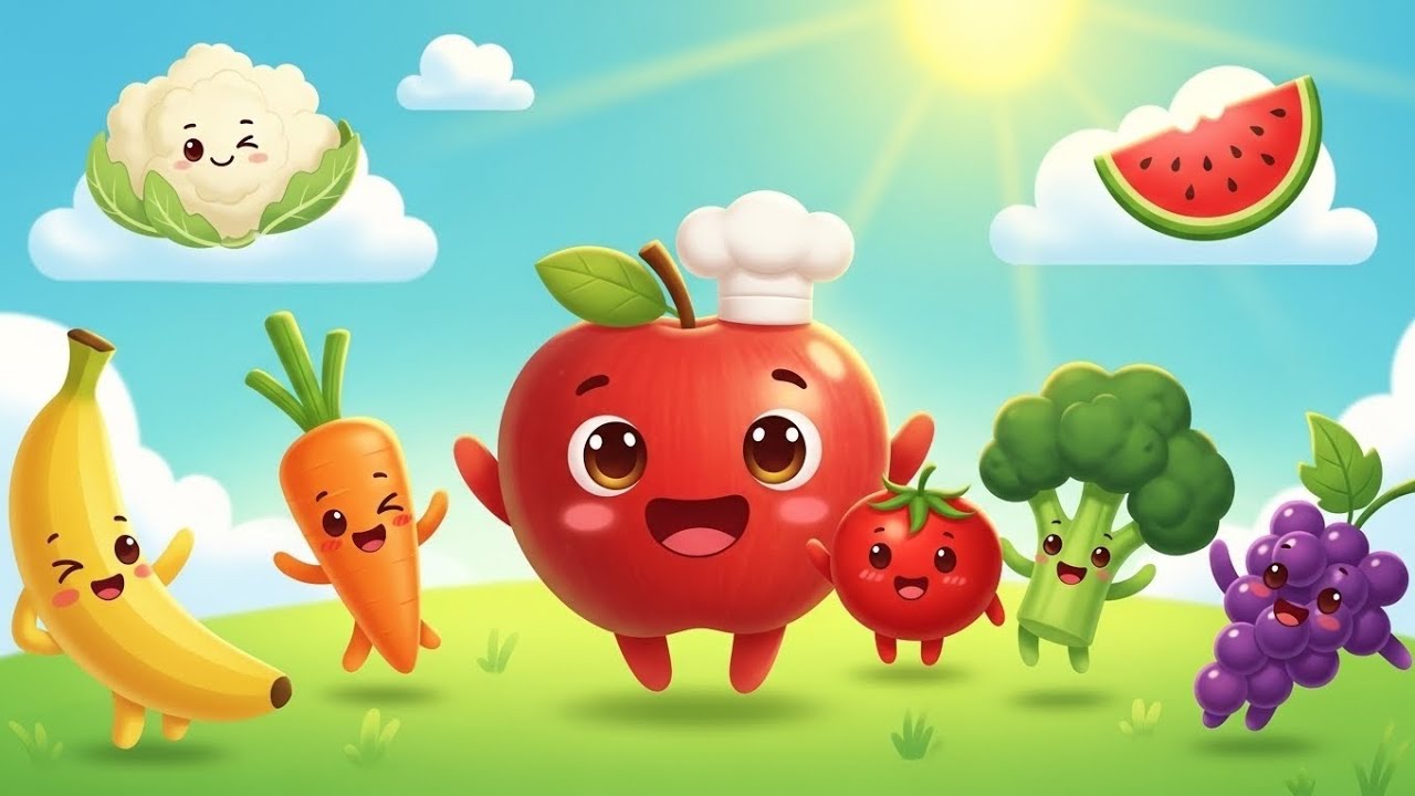 وجبات صحية، أطفال أقوياء وسعداء 💛🍏 – نشيد مليء بالمرح والتعليم