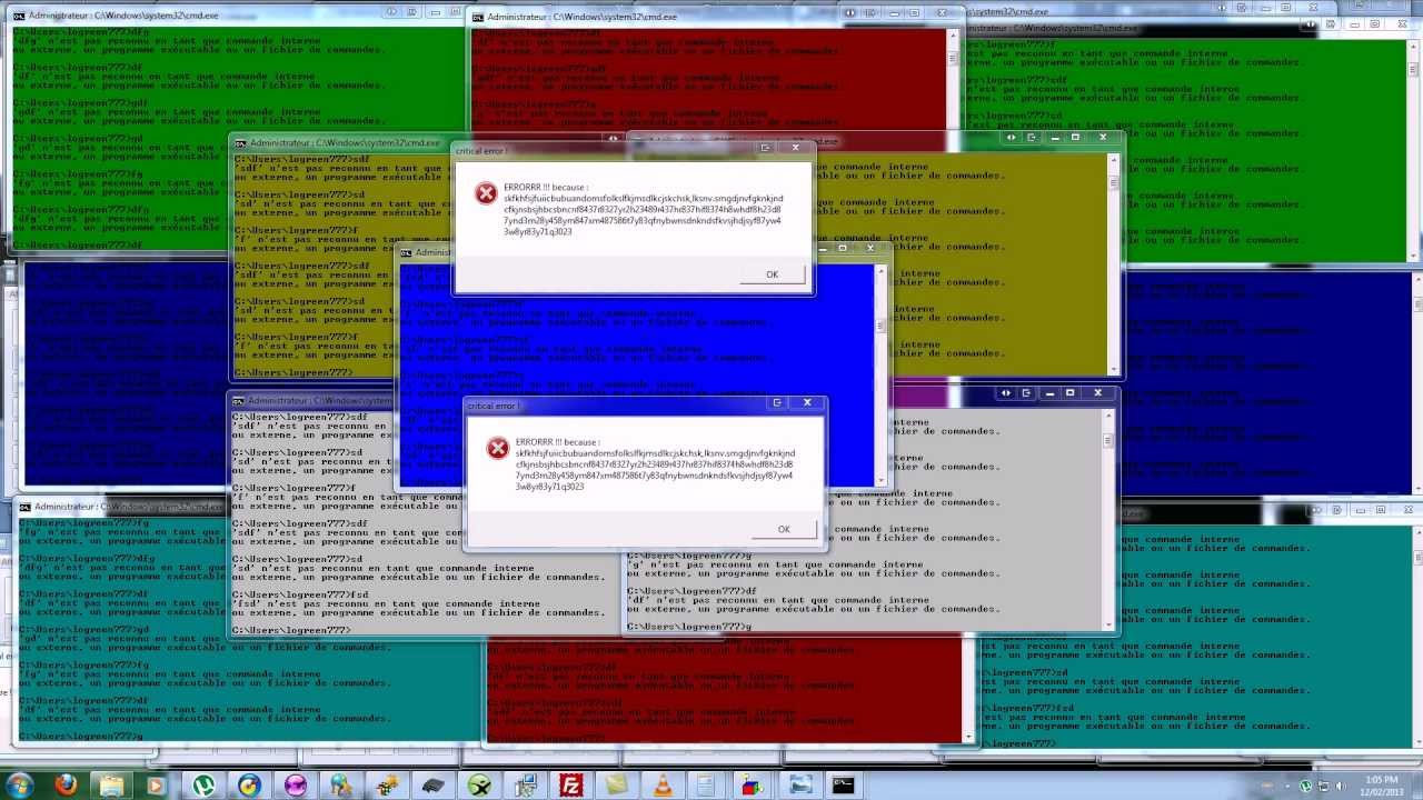 crazy windows 7 error , popup , effect . 2013
