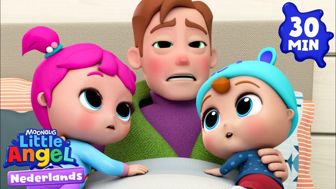 Oh nee! Papa is ziek | Little Angel | Moonbug Kids Nederlands - Kindertekenfilms