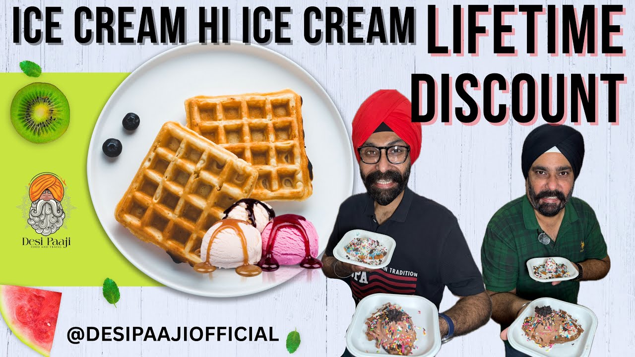 Ice Cream Hi Ice Cream LIFETIME DISCOUNT! 🧇😍 | Waffle & Scoop Cafe | Krishna Nagar Market Hidden Gem