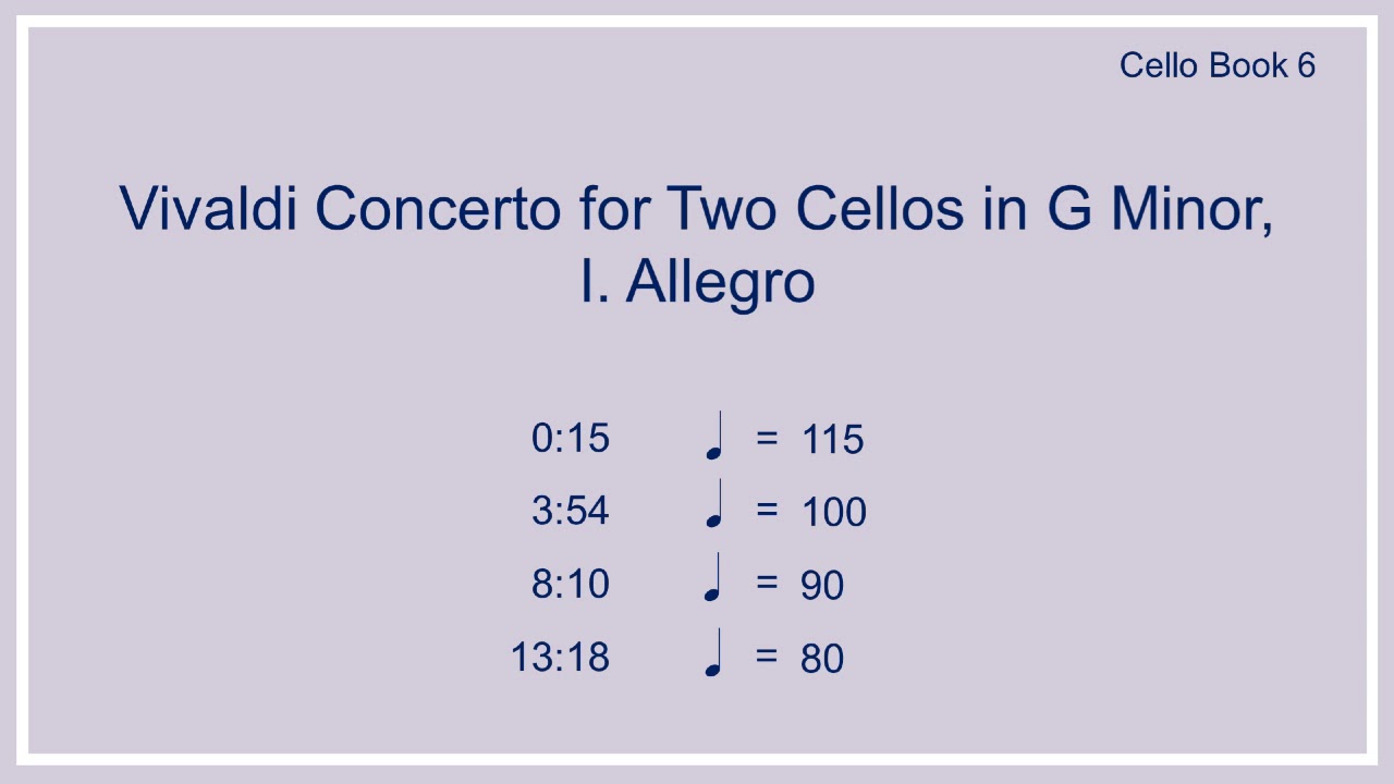 Vivaldi Concerto for Two Cellos in G Minor RV 531, I. Allegro | Piano Accompaniment for Cello Book 6