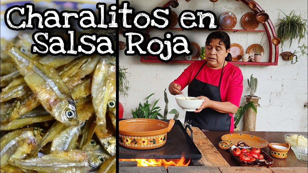 Charales en Salsa roja y frijoles negros - delicioso almuerzo
