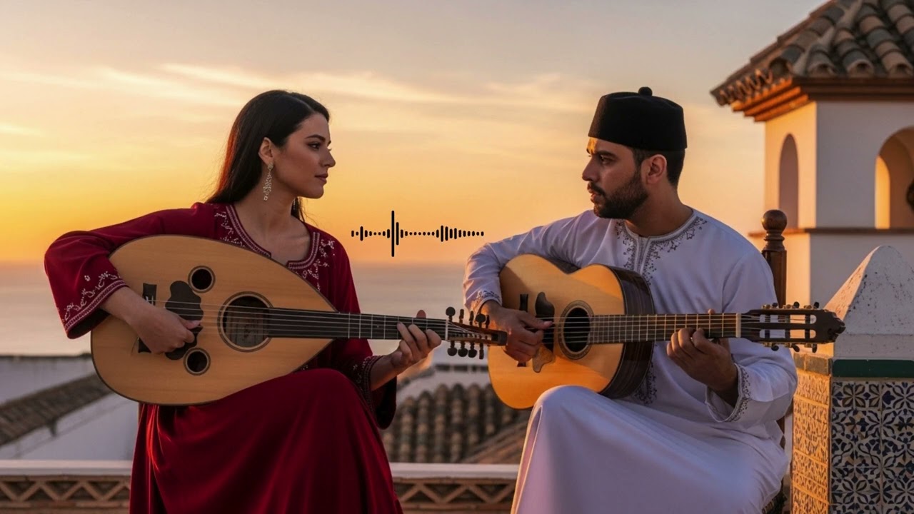 Fusion Oud Flamenco Music – Andalusian Sunset Instrumental | Arabic Guitar