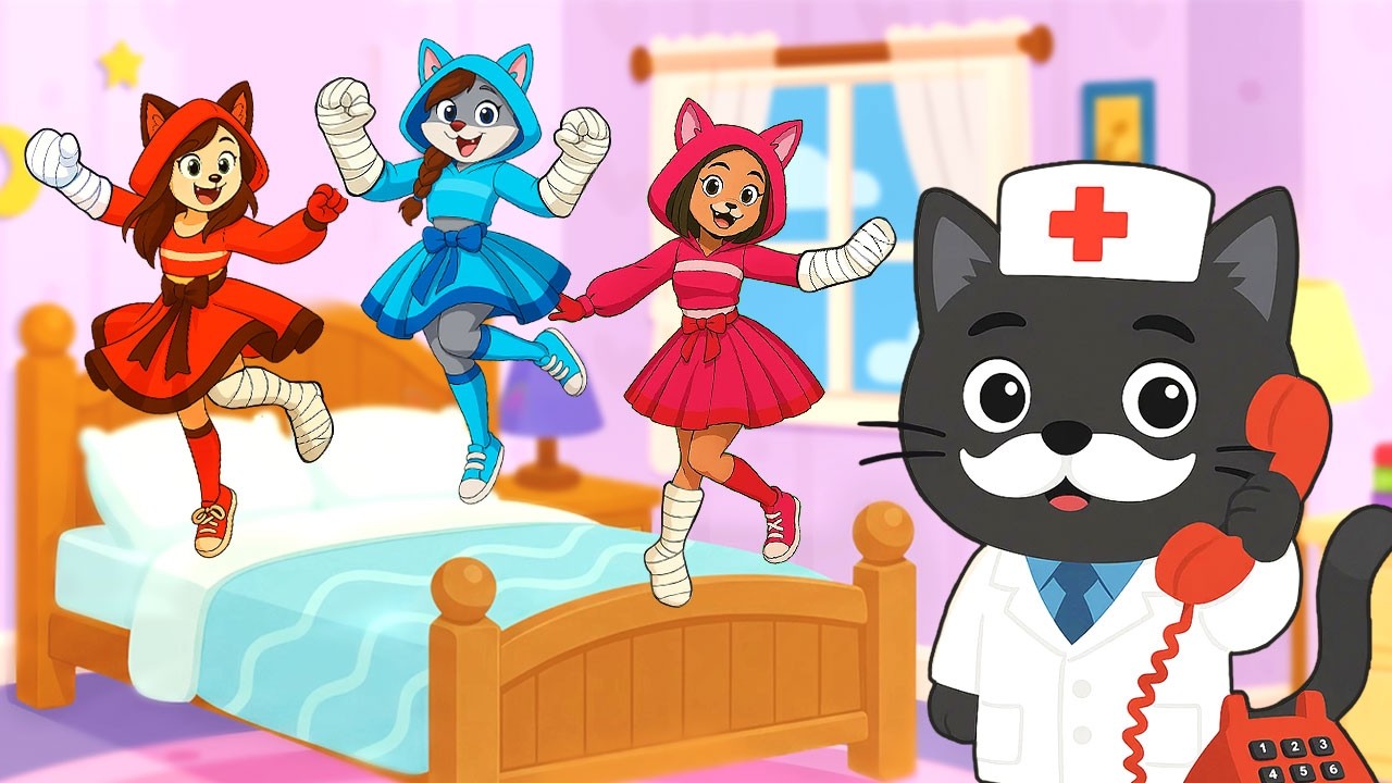 A mother cat calls Doctor Cat to come see her kittens in a children's song.