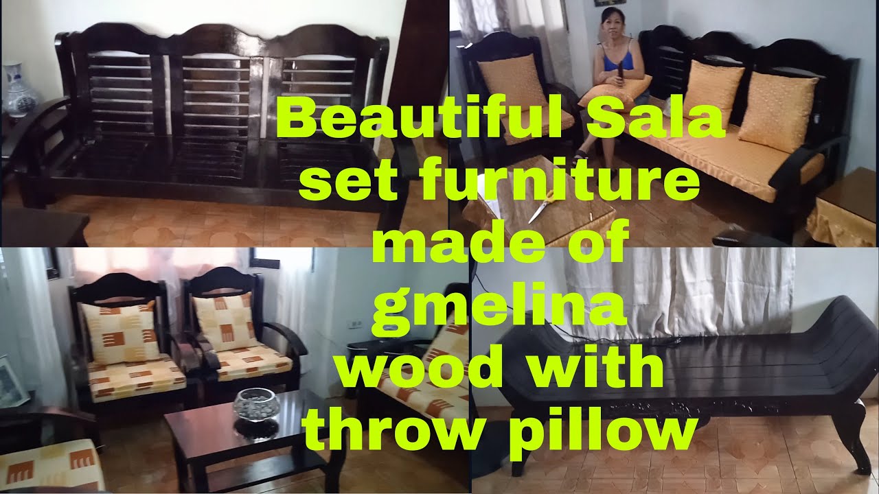 Beautiful Sala set made of gmelina wood with throw pillow