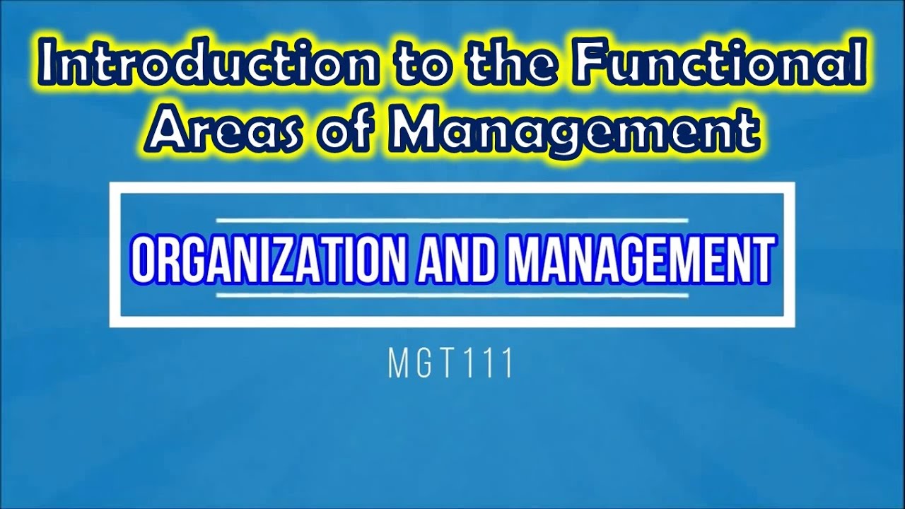 Chapter 11 - Introduction to the Functional Areas of Management (Organization and Management)