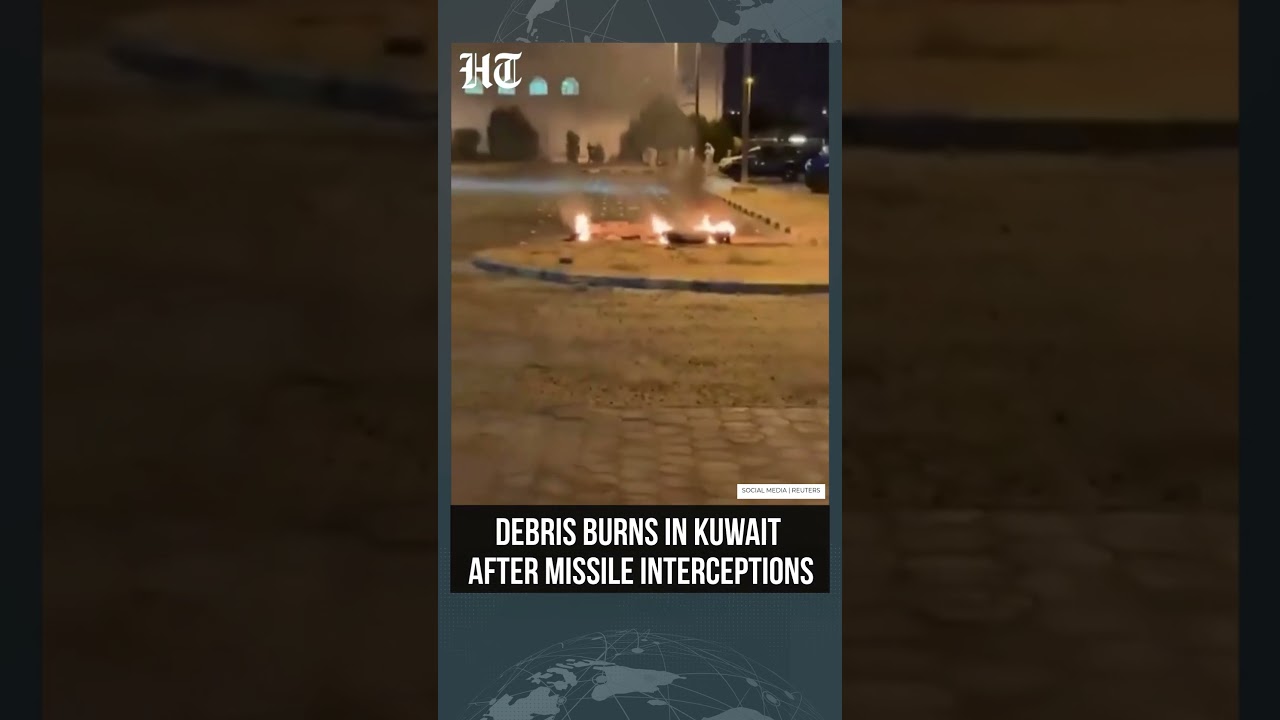 Kuwait Air Defences Intercept Missiles and Drones as Burning Debris Falls | #shorts