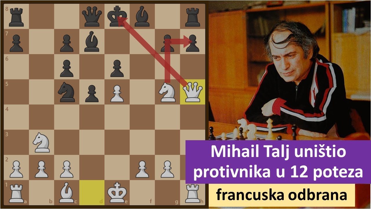 Šah. Mihail Talj je uništio protivnika u 12 poteza - francuska odbrana - Talj vs Vaganjan