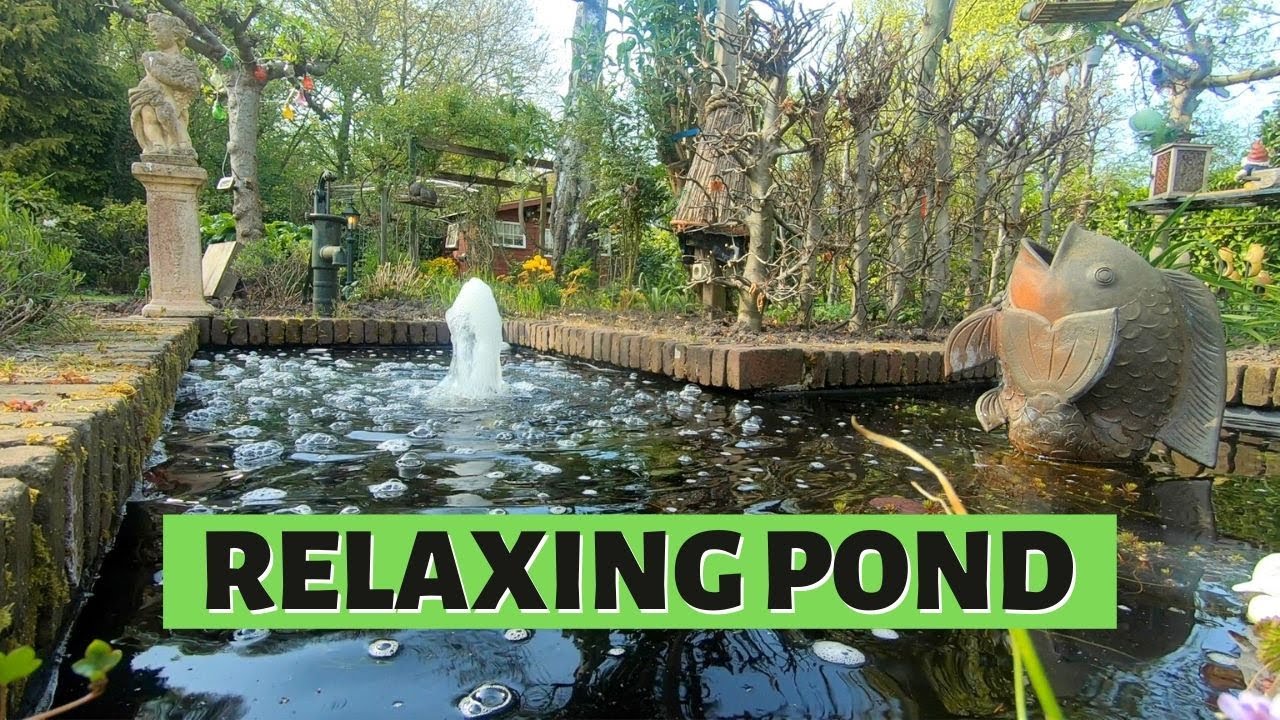 RELAXING POND SOUNDS | 8 Hour Garden Water Fountain Sounds