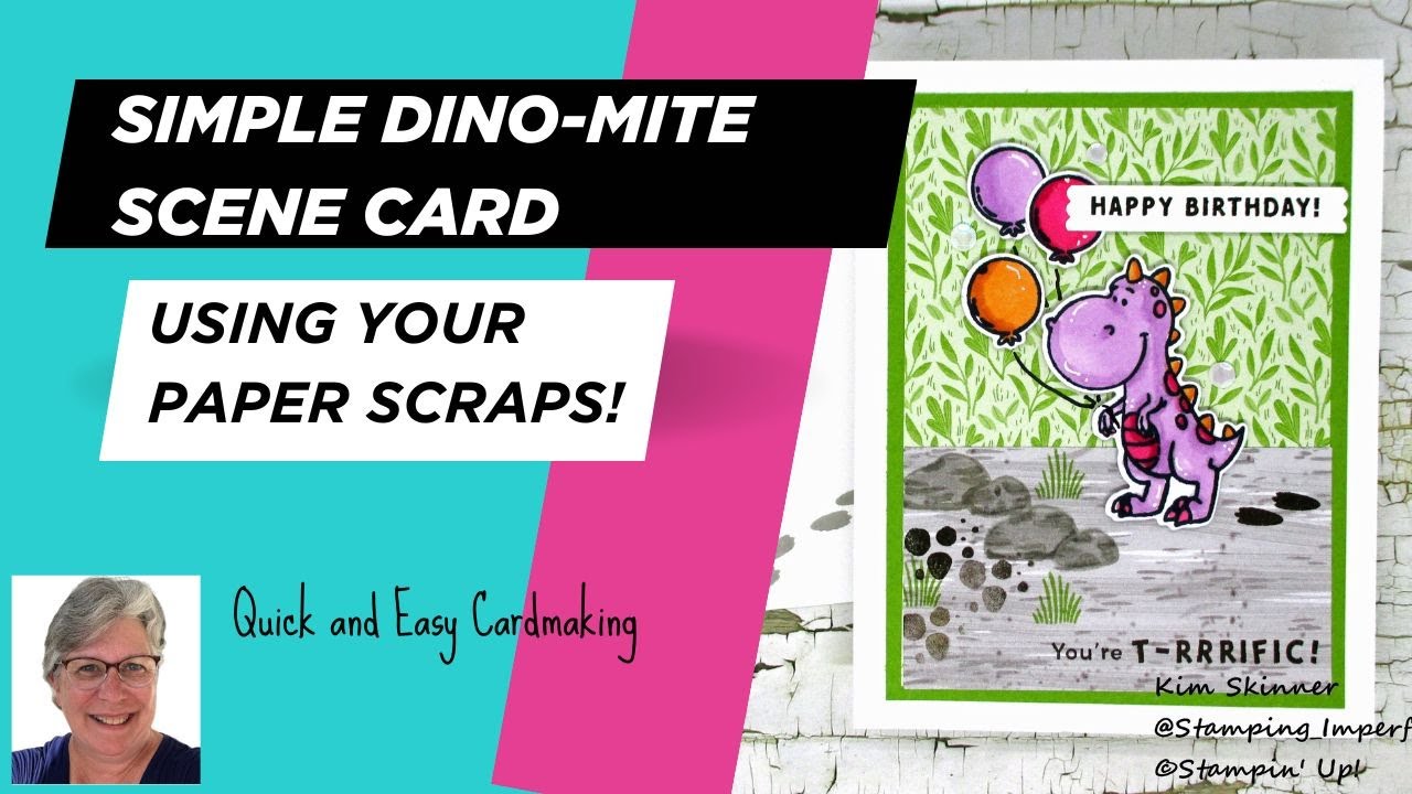Simple DINO-Mite Scene Card Using Pattern Paper Scraps