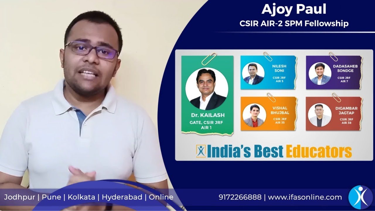 𝐀𝐣𝐨𝐲 𝐏𝐚𝐮𝐥 [ CSIR JRF (SPM) AIR 2 , GATE AIR 23 , TIFR , ICMR JRF , ICAR NET ]