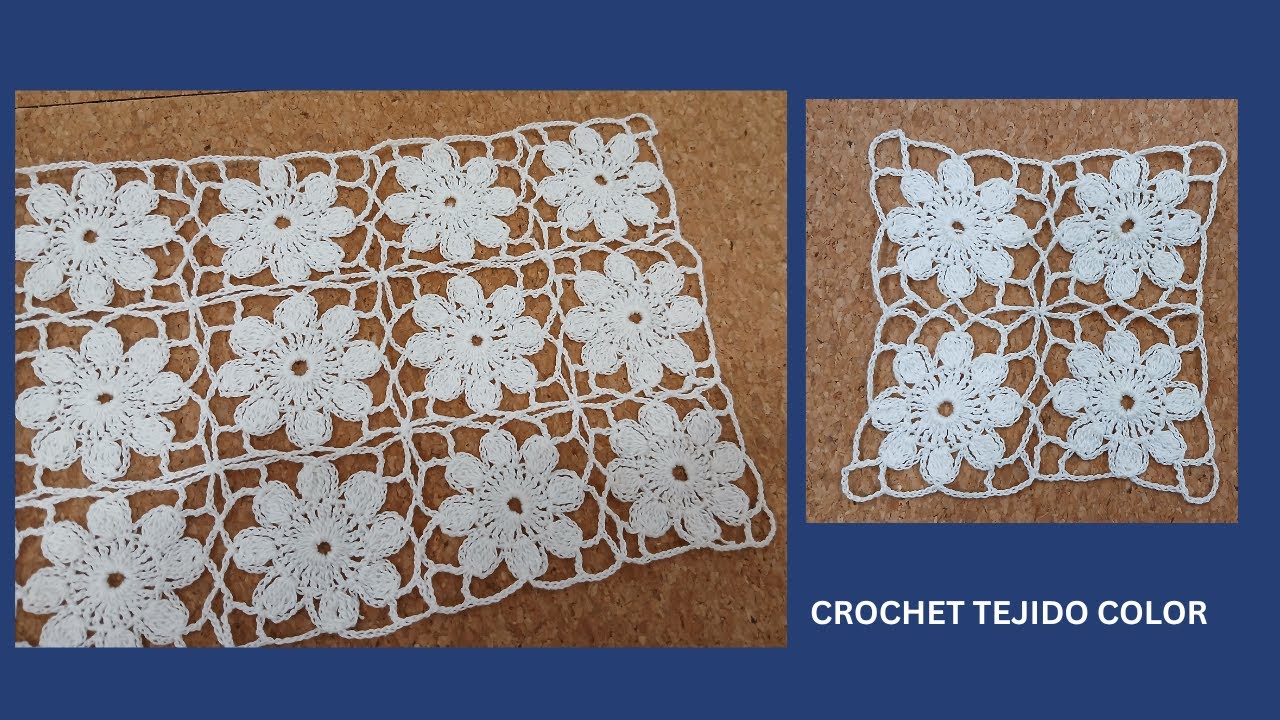 #TUTORIAL//MOTIVO  CUADRADO CALADO CON FLOR CENTRAL A CROCHET//GANCHILLO//PASO A PASO//#TEJEDORAS//