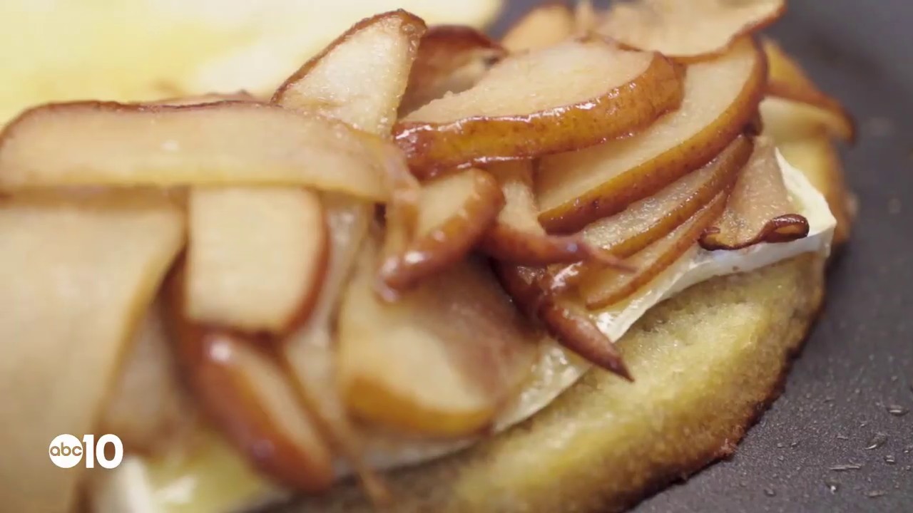 How to make a bourbon roasted Bosc pear and brie grilled cheese sandwich