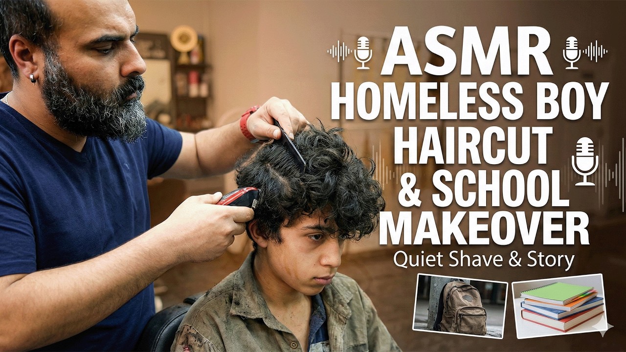 HOMELESS BOY'S TRANSFORMATION for School - ASMR Haircut