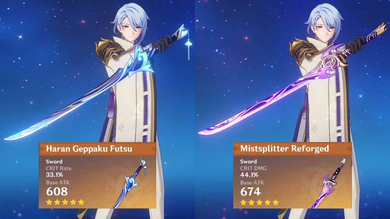 Haran Geppaku Futsu vs Mistsplitter Reforged - C6 Ayato Hypercarry Damage Comparison