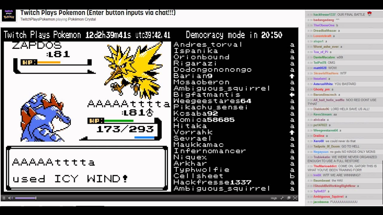 Twitch Plays Pokemon - First fight against Red