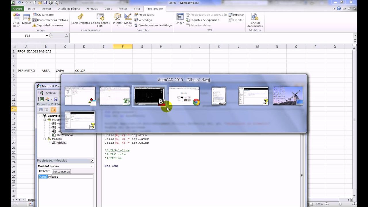 Excel VBA y AutoCAD - Propiedades de las figuras