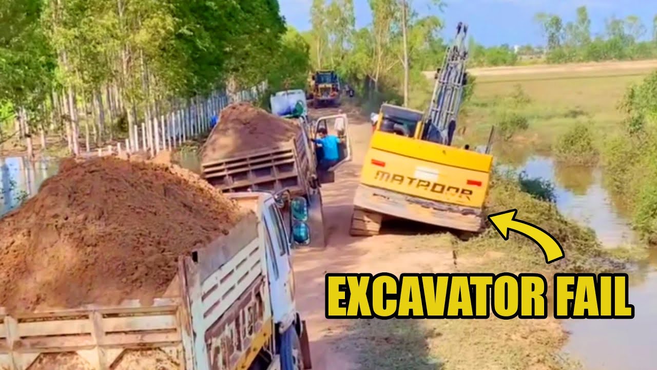 Excavator bicycle sink in land | failed moments
