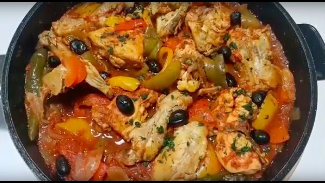 Poulet basquaise très facile à ma façon بالعربيه و الفرنسيه