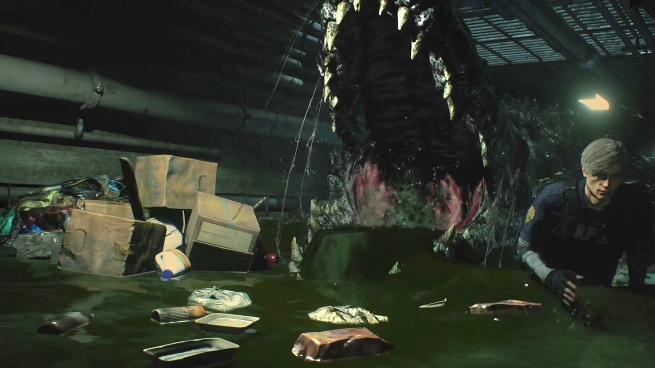 RESIDENT EVIL 2. Giant mutant alligator attacks! Ada Wong gameplay. Horror action game PS5 60fps 