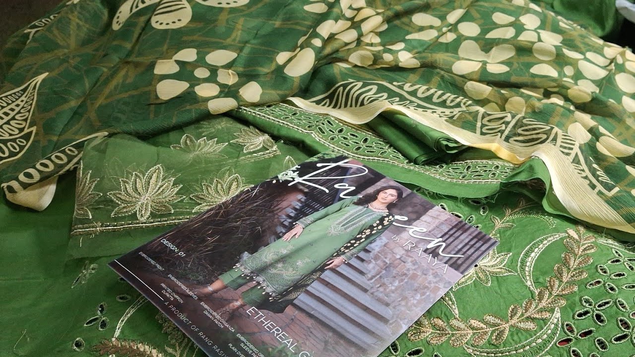 RAMEEN 👑عید ARRIVALS💜 RAAYA EMBROIDERED SHIRTS ORGANZA PATCHES SHIFFON PURE DUPPATAZ 👌 DYED TROUSER 