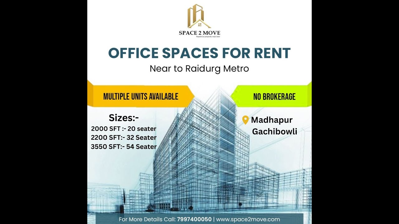 Plug N Play Office space for lease in Madhapur 1 #OfficeSpaceForRent #Gachibowli#Madhapur #hyderabad