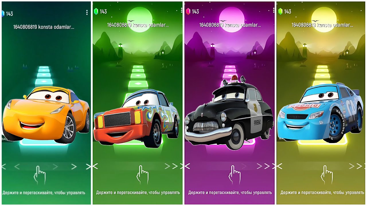 Cars Team Cruz Ramirez - Ralph Carlow - Sheriff - Dinoco | Tiles Hop Edm Rush