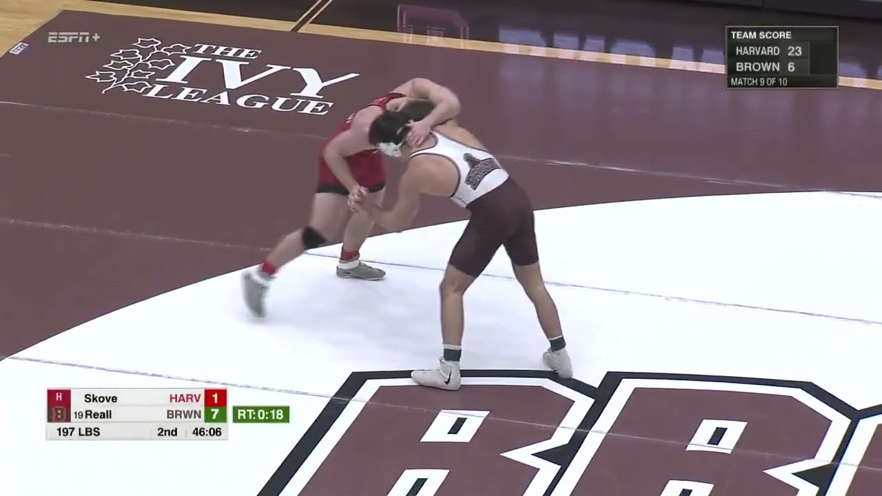 No. 19/No. 15 Andrew Reall Takedown Against Hudson Skove (Harvard)