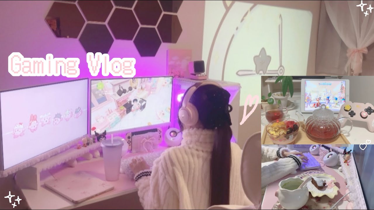 【Gaming Vlog】昼起きの休日、朝6時までゲーム🎮ハートピアで遊ぶ💞自炊に夜食☕️✨夜更かしday🌃