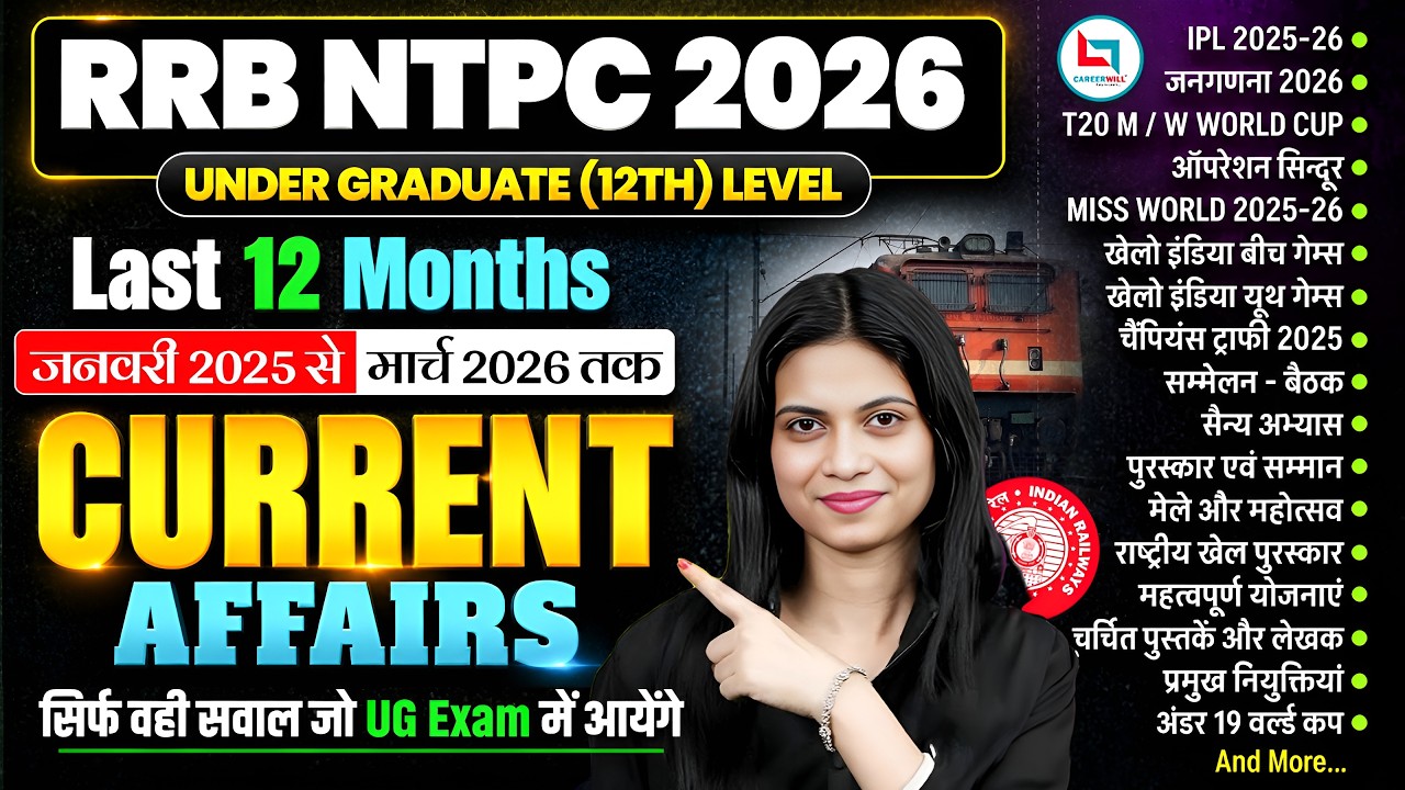 RRB NTPC Current Affairs 2026 | RRB NTPC Last 12 Month Current Affairs 2026 | NTPC Current Affairs