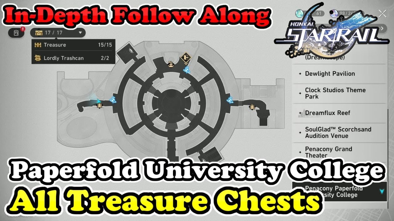 Paperfold University College All Chest Locations & Lordly Trashcan & Dream Ticker 【Honkai Star Rail】