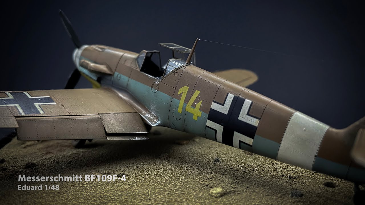Сборка Messerschmitt BF109F-4 с базой в пустыне Eduard 1/48