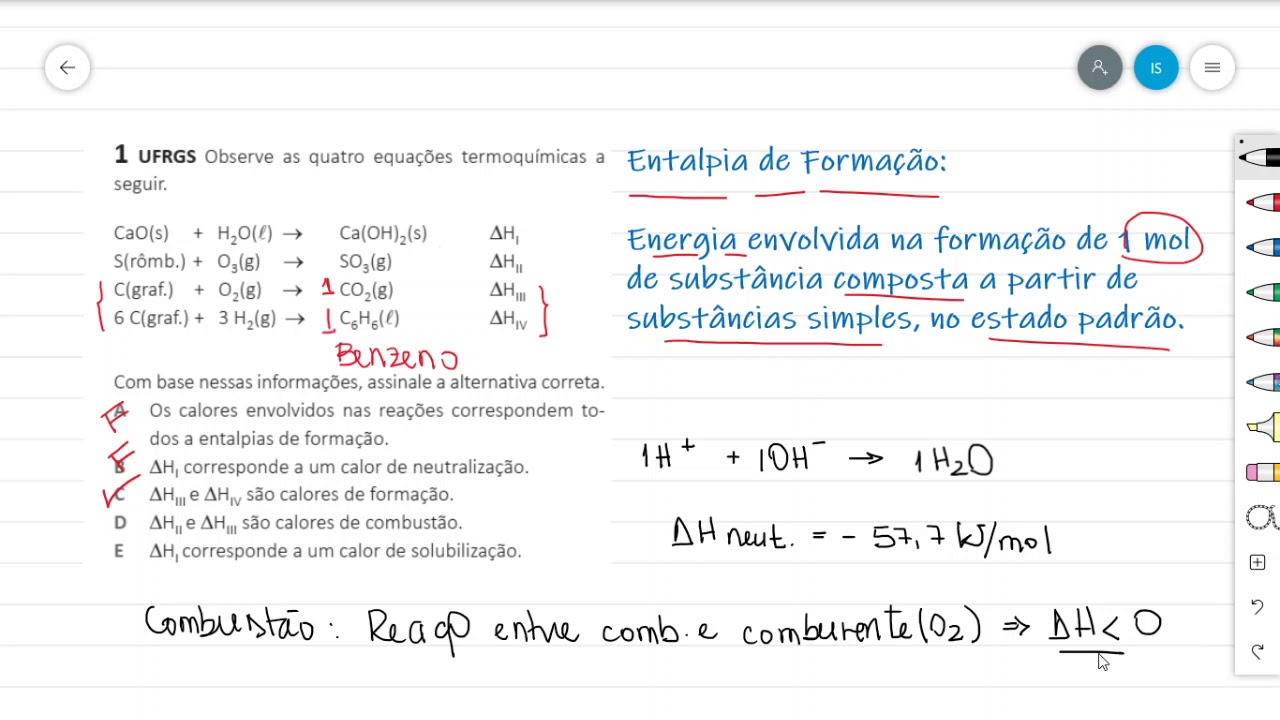 Entalpia Padrão e Entalpia de Formação - Ex 1