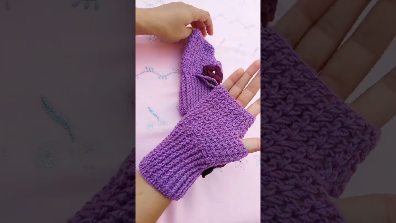 crochet color week|Day 2   Purple 💜💜💜💜💜 gloves 