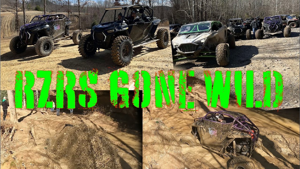 Outlaw trails and creek riding at wildcat offroad park Kentucky TURBO RZRS PLAY IN THE MUD SXS UTV
