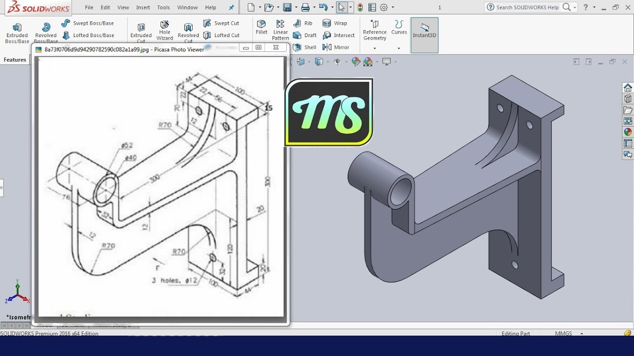 Simple Part Modeling Tutorial for Beginners | SolidWorks 2016 | (2)
