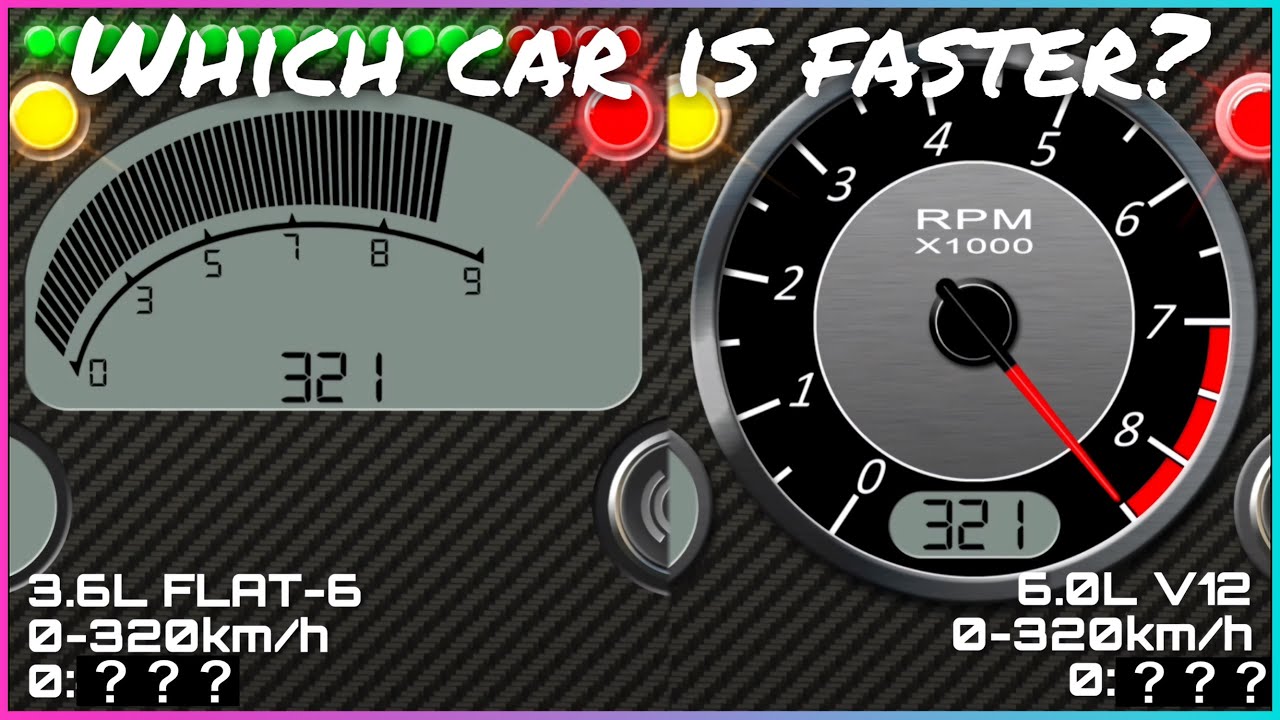 RevHeadz - 3.6L FLAT-6 vs 6.0L V12 [0-320km/h] Speed ​​showdown