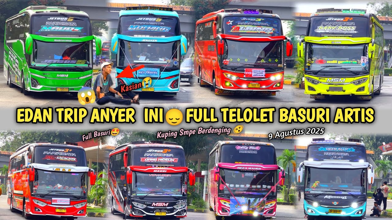 RAME FULL BUS TELOLET BASURI🥳 Hunting Bus Trip Anyer Di Rest Area KM 68👏