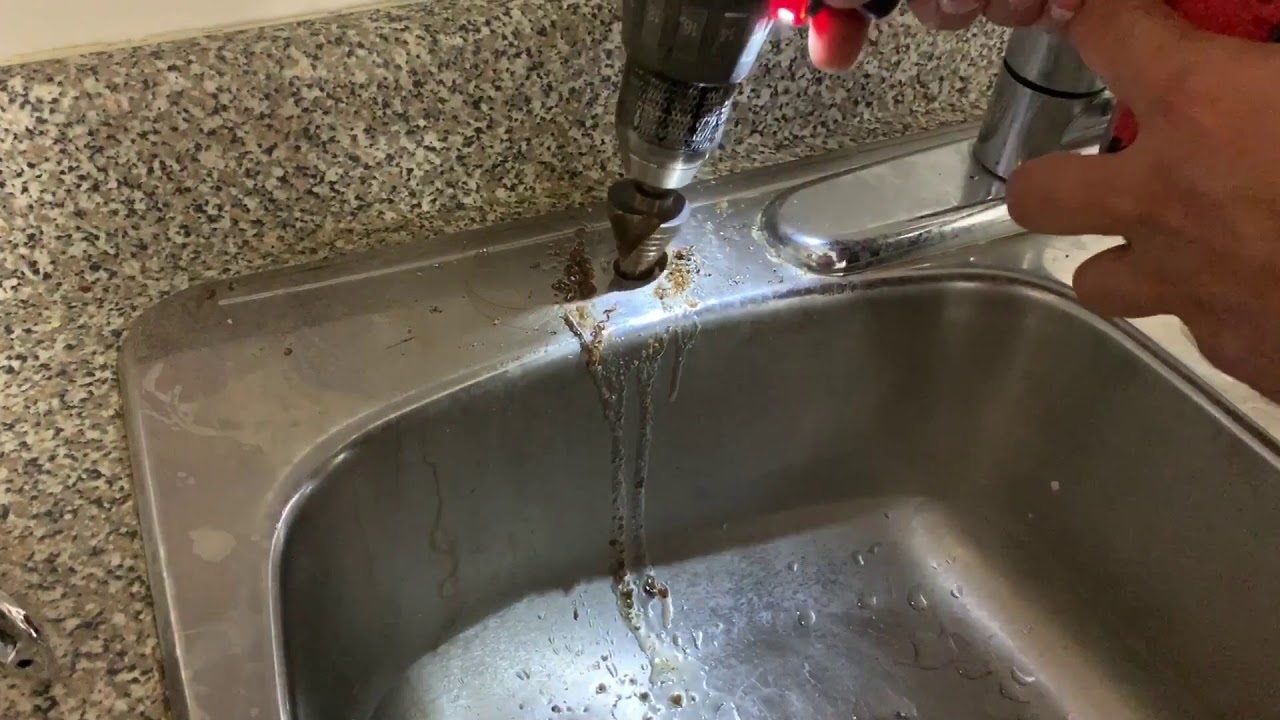 Easy Drill Stainless Steel Sink hole in 20 sec!!! 1