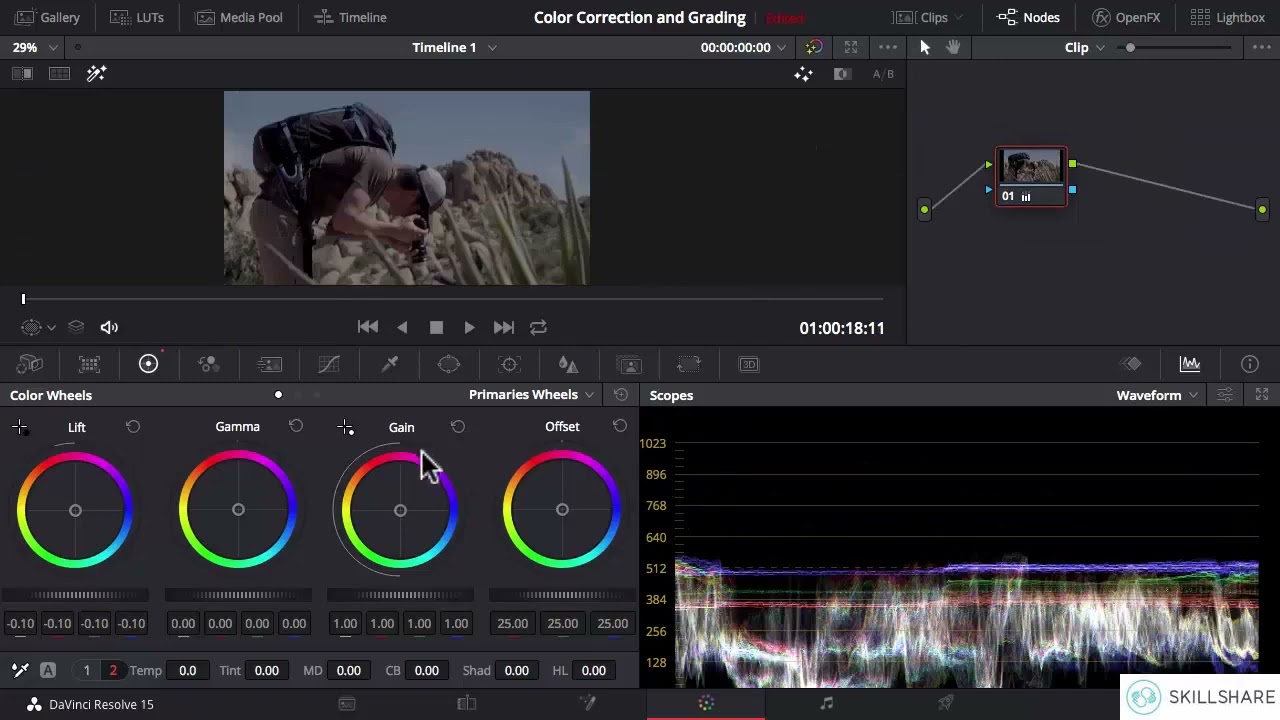 415645 18   Primary and Log Wheels   Davinci Resolve: The Complete Video Editing Course