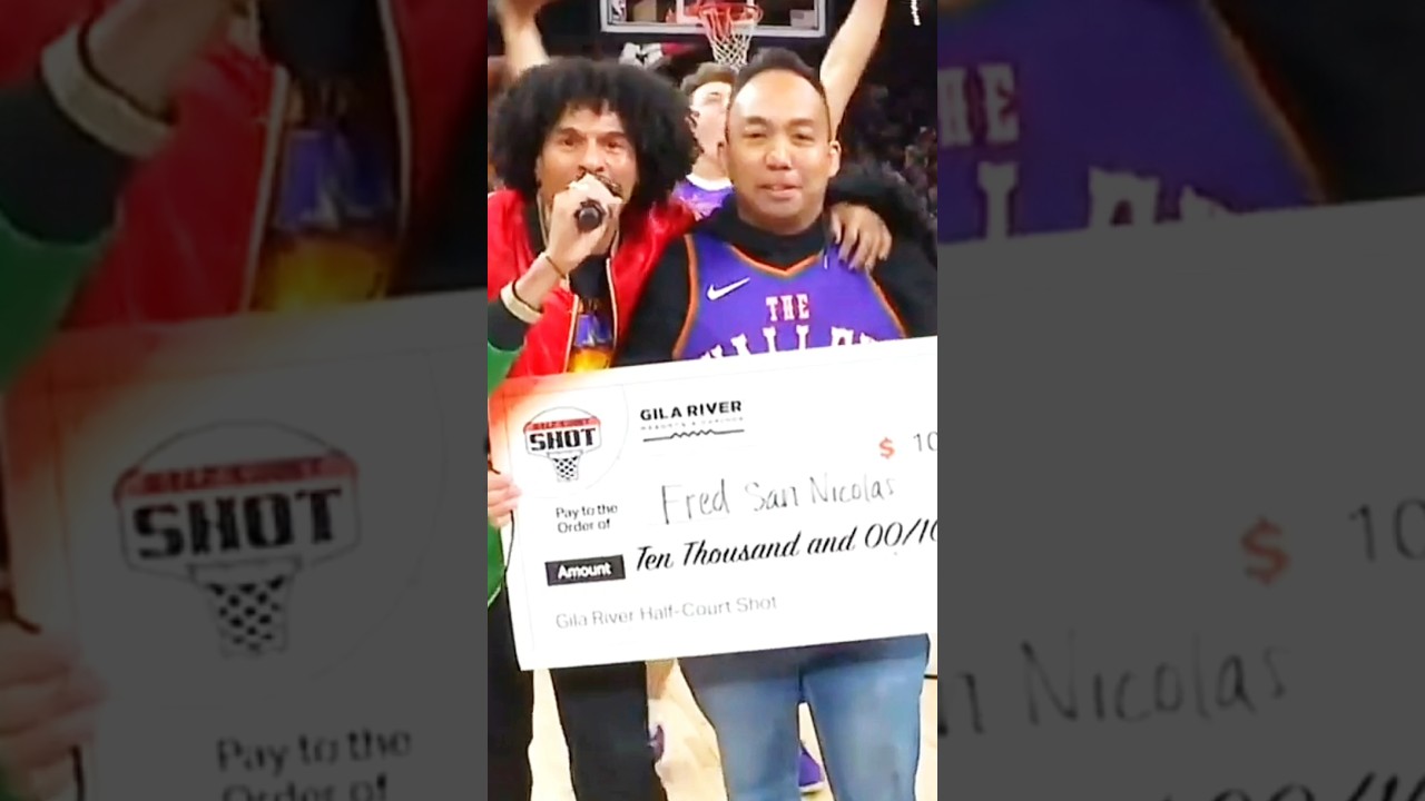 PALDO!!! 🇵🇭 Filipino Phoenix Suns Fan just won $10,000 after hitting this half court shot!