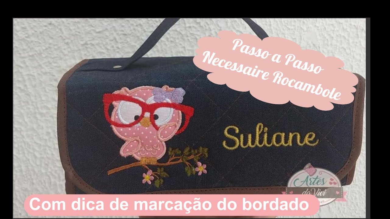 PAP necessaire rocambole com dica da marcação para bordado.