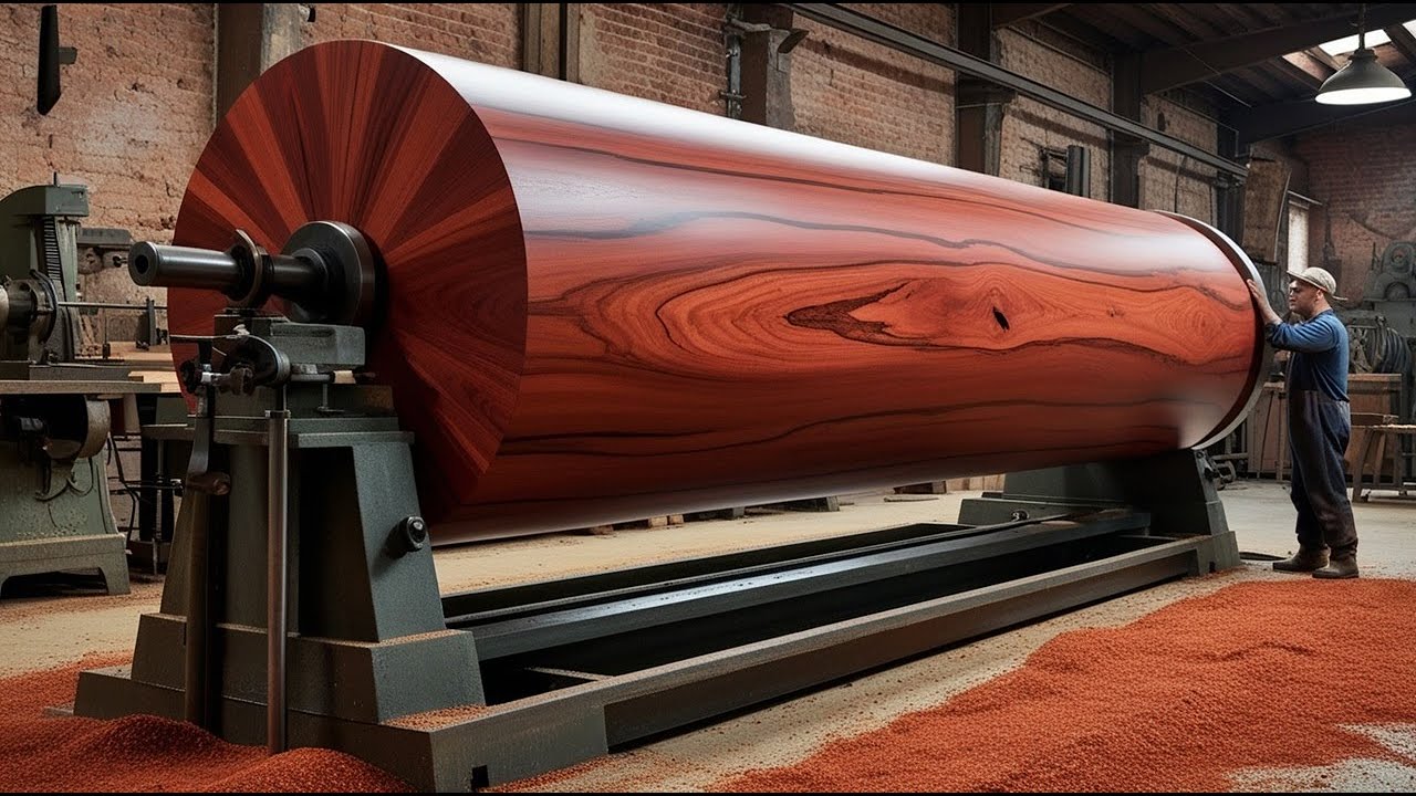 Turning Giant Redwood Logs In The Factory: Woodworking Secrets Craftsman With 60 Years Of Experience