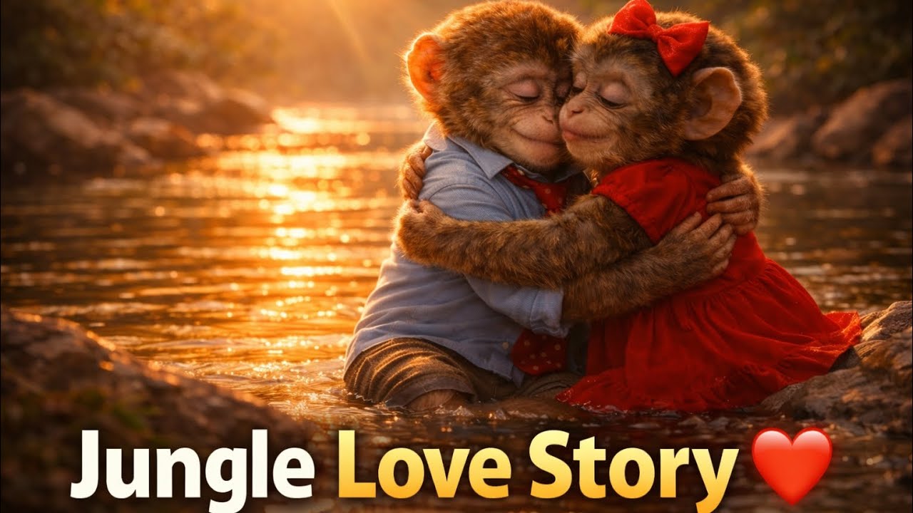 Two Cute Monkeys Love Story 🐒❤️ Valentine Special Jungle Romance 🥰 