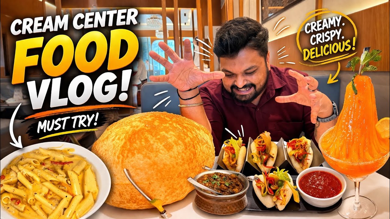 Trying Out 14 inch Bhatura @Cream Center! The Iconic Veg Restaurant ~ Noida